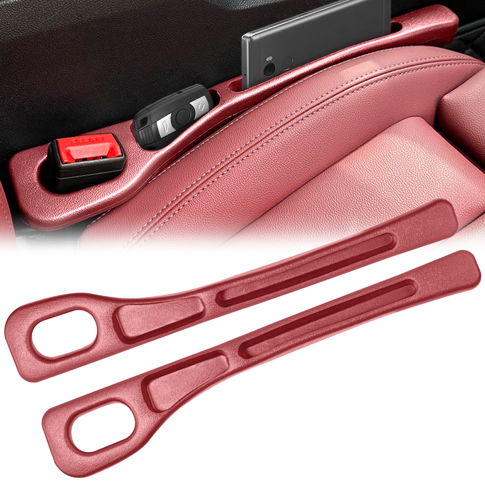 GreenYeah Autositz-Spaltfüller, 2 Stück Car Seat Gap Filler, Autositz Lückenfüller, Car Seat Gap Filler Universal Autositz, Universal Auto Sitzlückenfüller für Die Meisten Modelle von Autos (Red) von GreenYeah