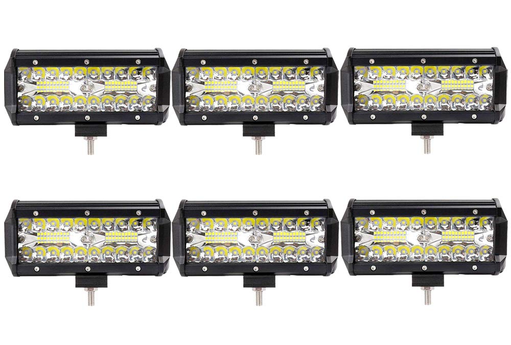 6X 120W LED Arbeitsscheinwerfer Off-Road Scheinwerfer Bar Fernlicht 12V-24V Reflektor Lampen IP67 Wasserdicht Zusatzscheinwerfer Flutlicht für Auto Jeep Traktor SUV von Greenmigo