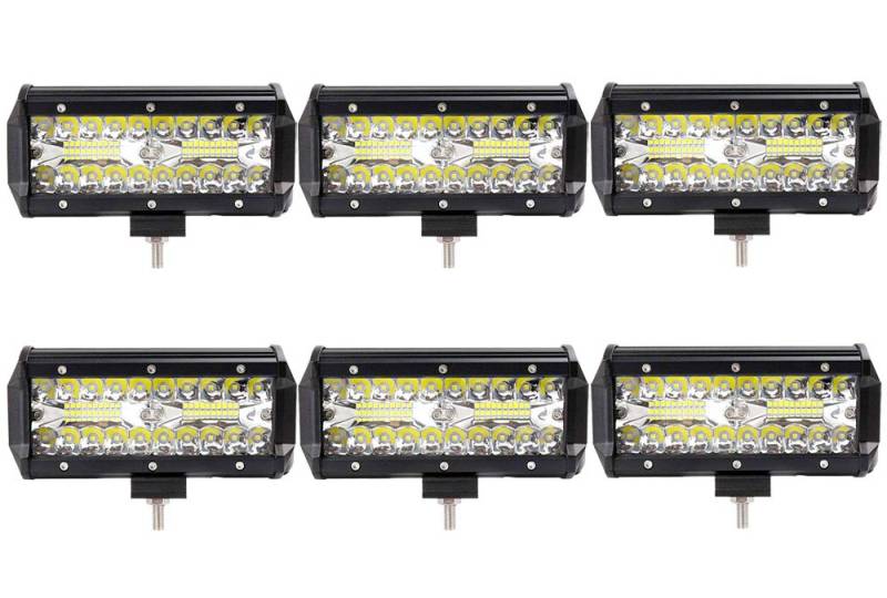 6X 120W LED Arbeitsscheinwerfer Off-Road Scheinwerfer Bar Fernlicht 12V-24V Reflektor Lampen IP67 Wasserdicht Zusatzscheinwerfer Flutlicht für Auto Jeep Traktor SUV von Greenmigo