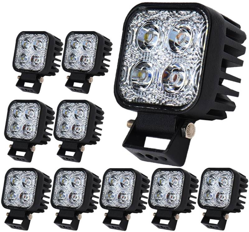 Greenmigo 10X 12W LED Arbeitsscheinwerfer IP67 Offroad Lampe Scheinwerfer LED Arbeitslicht 12V 24V Zusatzscheinwerfer Rückfahrscheinwerfer von Greenmigo