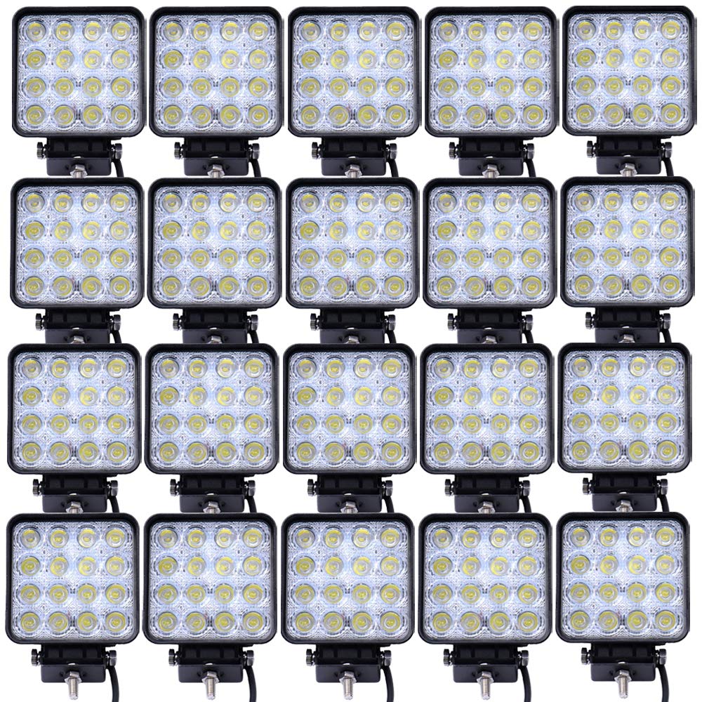 Greenmigo 20x 48W LED Scheinwerfer Offroad Lampe Flood Arbeitsscheinwerfer 12V 24V Zusatzscheinwerfer Rückfahrscheinwerfer für Traktor Bagger SUV Wasserdicht IP67 von Greenmigo