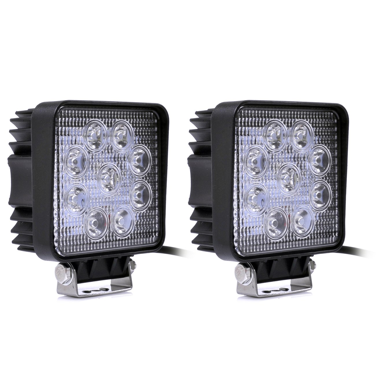 Greenmigo 2X 27W LED Scheinwerfer Offroad Lampe Flood Arbeitsscheinwerfer 12V 24V Zusatzscheinwerfer Rückfahrscheinwerfer für Traktor Bagger SUV Wasserdicht IP67 von Greenmigo