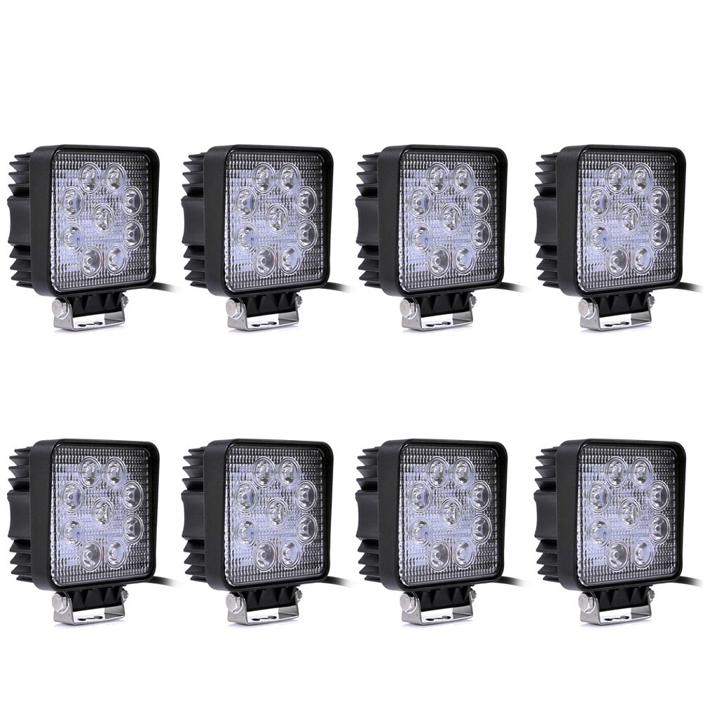 Greenmigo 8x 27W Eckig Led Scheinwerfer Offroad Lampe Flood Arbeitsscheinwerfer LED Arbeitslicht 12V 24V Zusatzscheinwerfer Rückfahrscheinwerfer für Traktor Bagger SUV - 60 Grad Wasserdicht IP67 2250LM von Greenmigo