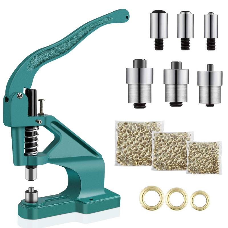 Ösenpresse Set, Ösenzange Nietenpresse Handpresse Maschine Ösenstanze Ösenmaschine Professionelle Nietenzange Set mit 3 Matrizen 900 Ösen 6/10/12 mm für Leder Handwerk von Greensen