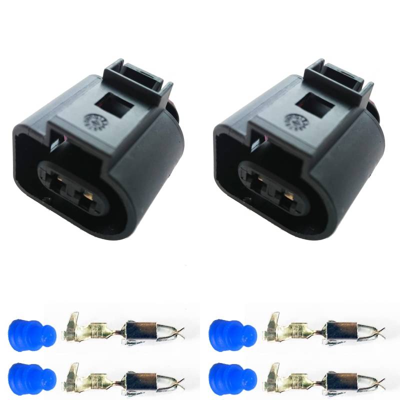 KFZ Ersatz Stecker – 1J0973722 (2 x FEMALE) 2-pin 1J0 973 722 Sonnenblende Positionsleuchten Kompressor Klimaanlage Waschwasserpumpe Druckwandler Ladedruckregler Druckregler Magnetventil Turbolader von Greenspirits