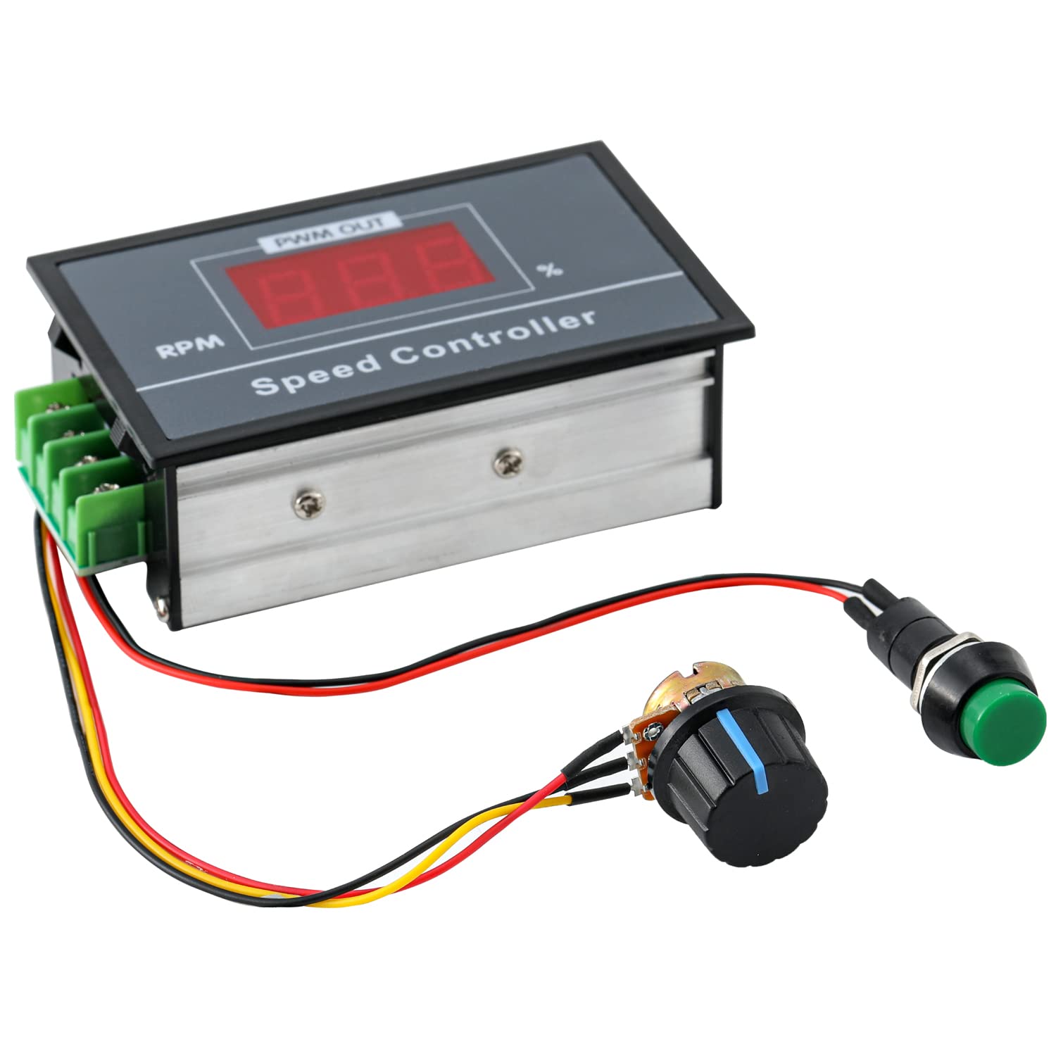 Greluma 1 Stück DC 6-60 V 12 V 24 V 36 V 48 V 30 A Einstellbarer PWM-Motor-Drehzahlregler, Digitalanzeige DC-Motorsteuerung-Regler mit Start-Stopp-Schalter von Greluma