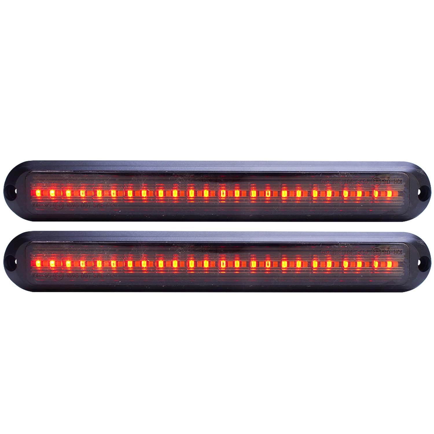 Greluma 2 stk DC 12-24V 48 leds anhängerbrems rücklichtleiste-multifunktional rotes + gelbes seitenmarkierungslicht,wasserdichte stopp blinker rücklichter und signal licht für offroad truck RV von Greluma