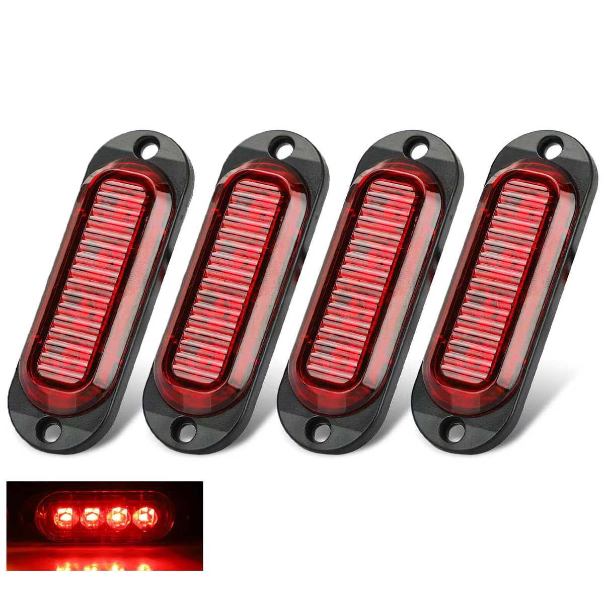 Greluma 4 stück rote led anhänger umrissleuchten,12V-24V 4 leds seitenmarkierungsleuchten,wasserdichte oberflächenmontage beleuchtung vorne und hinten für LKW-traktor, motorrad, transporter, wohnmobil von Greluma