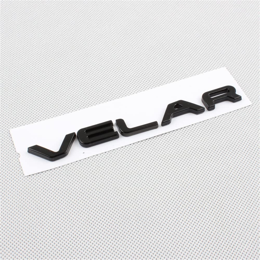 1 x Wort VELAR 3D Buchstabe Auto Heck Kofferraum Heckklappe Karosserie Abzeichen Emblem Custom Name Plate Aufkleber Emblem Ersatz (glänzend schwarz) von Grenric