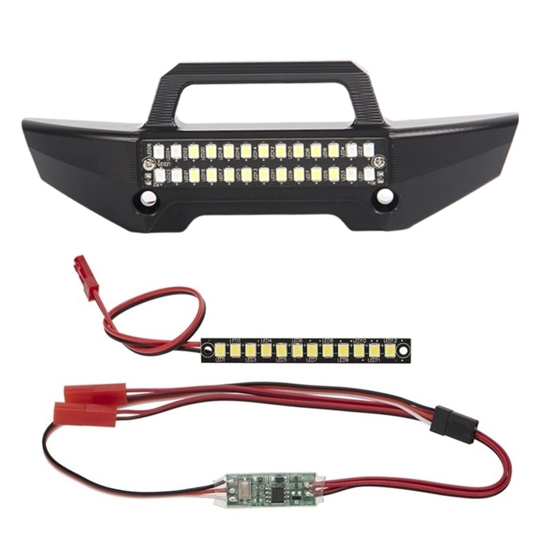 Griwiuiowe Stoßfänger aus Metall mit LED-Lichtleiste, hinten, wasserdicht, für 1/10 MAXX RC Zubehör Upgrade Auto von Griwiuiowe