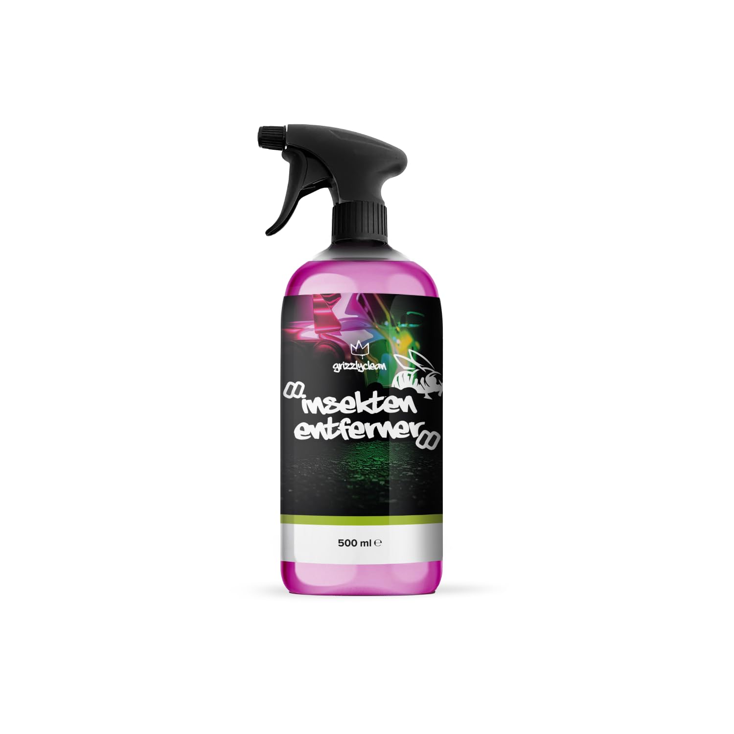 GrizzlyClean Insektenentferner Auto - Kraftvoller Insektenreiniger für Lack, Glas & Kunststoff - Insekten Entferner für Fliegen, Baumharz & Vogelkot - Fliegenentferner mit Sprühflasche (500ml) von GrizzlyClean