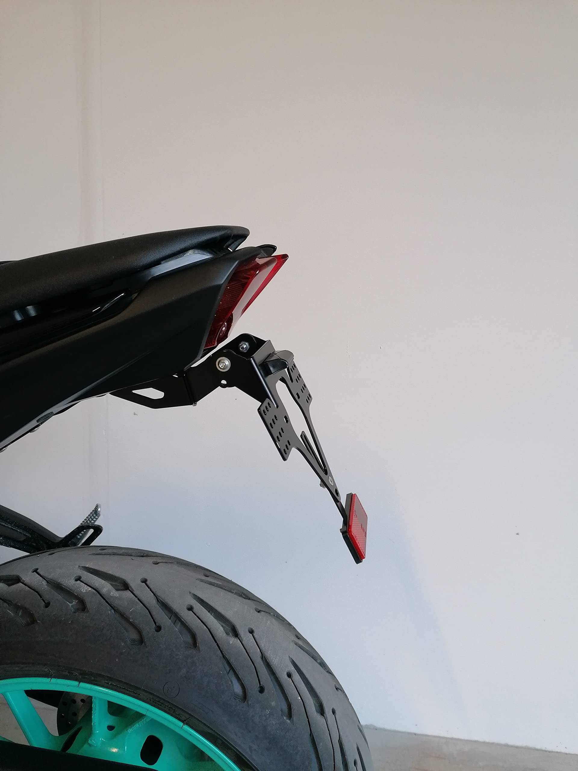 Kennzeichenhalter GroFaTec EVO Set für Yamaha mt07 Bj 2013-2025 Kennzeichenträger Nummernschild MT 07 Träger Halter kurzes Heck Heckumbau Porta Targa MT07 von GroFaTec