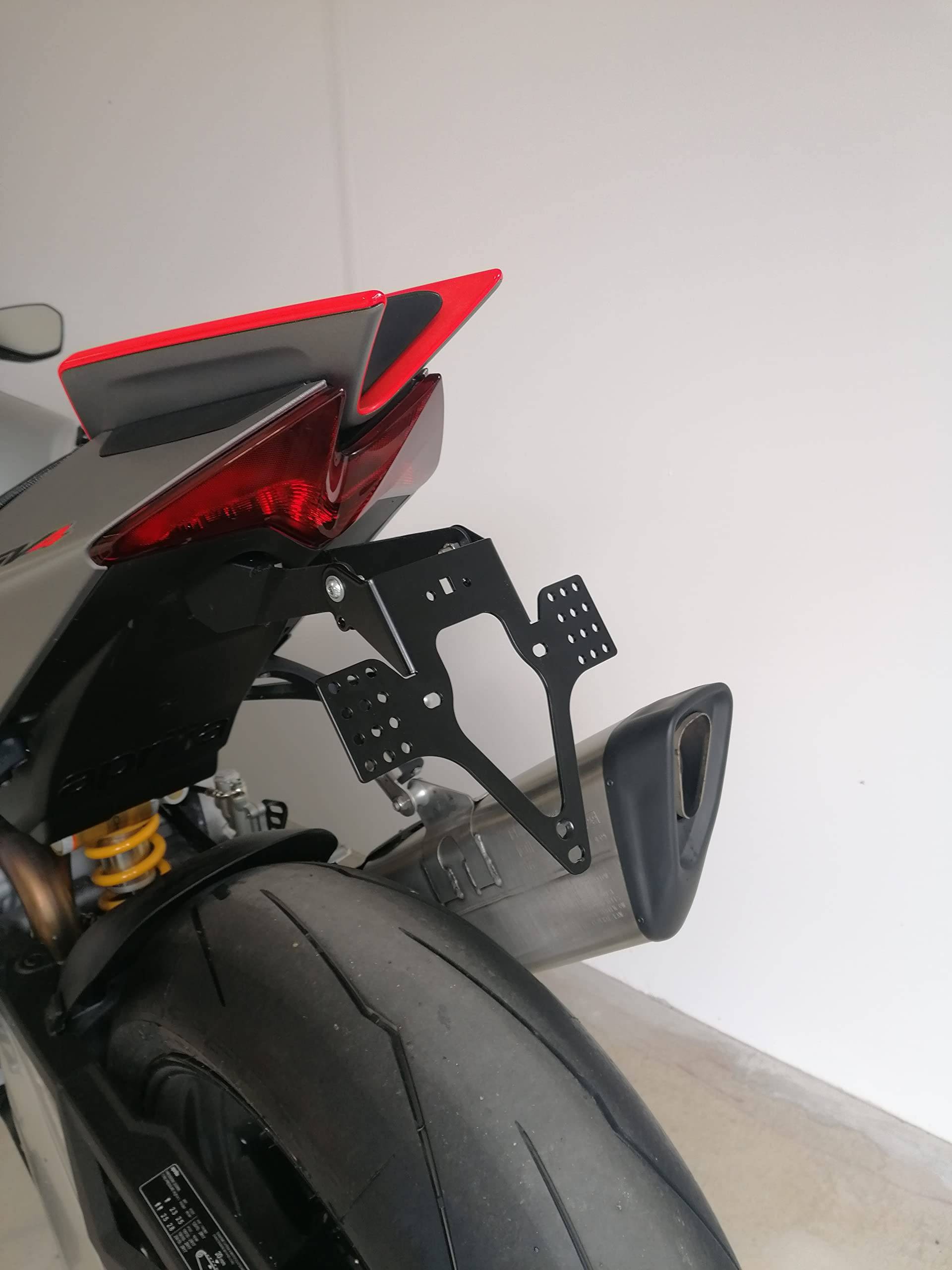 Kennzeichenhalter GroFaTec EVO für Aprilia RSV4 1100 Bj 2021-2023 Kennzeichenträger Tuono Nummernschild Träger Halter kurzes Heck Heckumbau Porta Targa Kennzeichenhalter Touno V4 Euro5 von GroFaTec