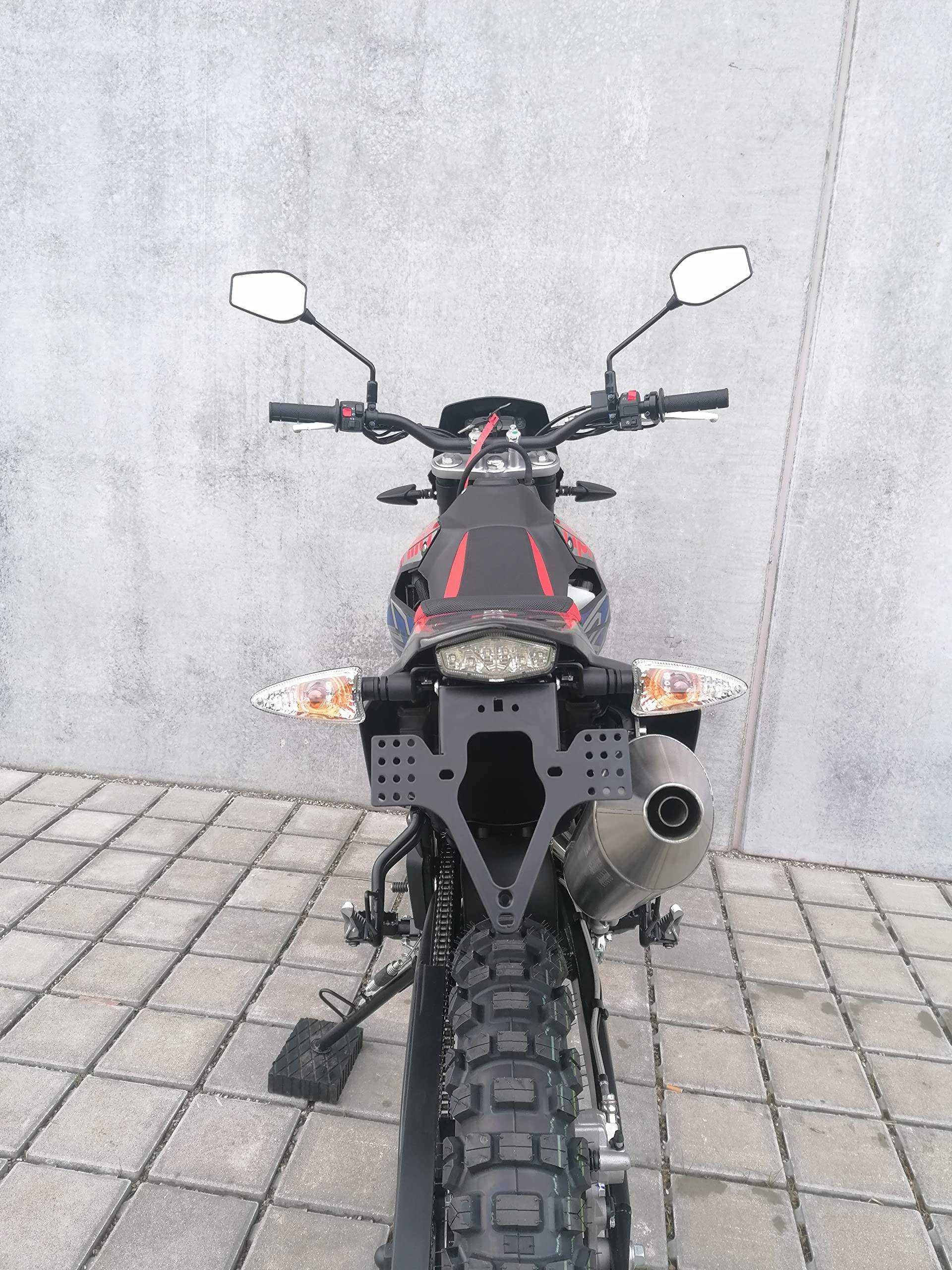 Kennzeichenhalter GroFaTec EVO für Aprilia RX125 / SX125 Bj 2018-2024 Kennzeichenträger Enduro RX 125 Supermoto SX 125 Nummernschild kurzes Heck Heckumbau sx125 rx125 von GroFaTec