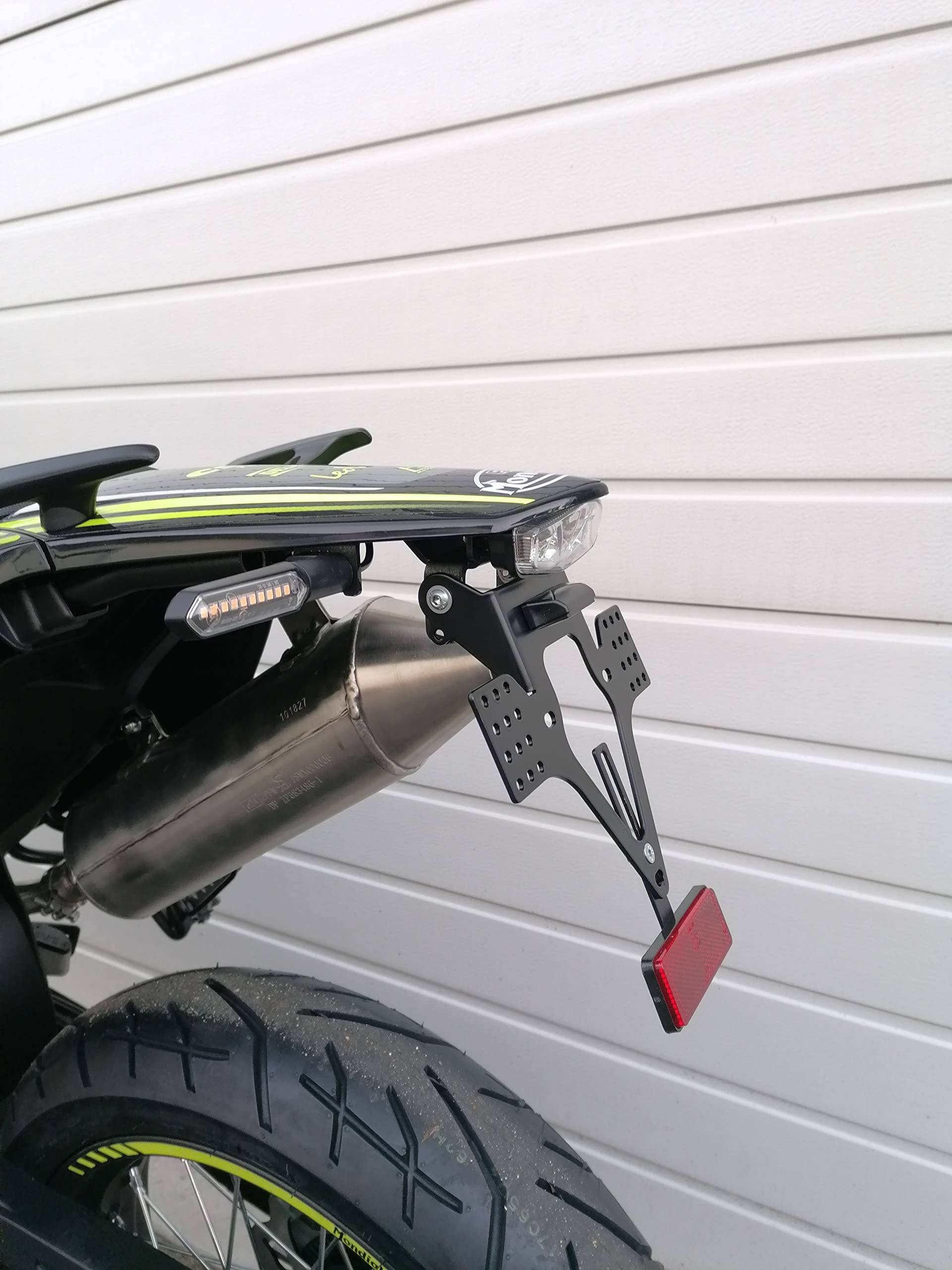 Kennzeichenhalter für FB Mondial SMX 125 Bj 2021-2024 GroFaTec EVO-Set Kennzeichenträger Enduro smx125 Supermoto Nummernschild kurzes Heck Heckumbau KL Motors KXE 125 von GroFaTec