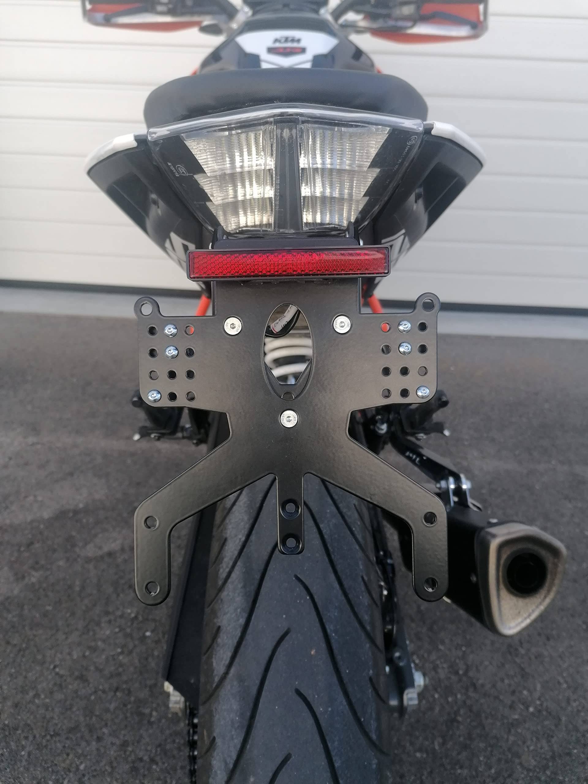 Kennzeichenhalter für KTM Duke 125 250 390 REVO Short GroFaTec 2017-2022 Kennzeichenträger Kennzeichenbeleuchtung Nummernschild Träger Halter kurzes Heck Porta Targa Naked KTM duke125 duke390 von GroFaTec