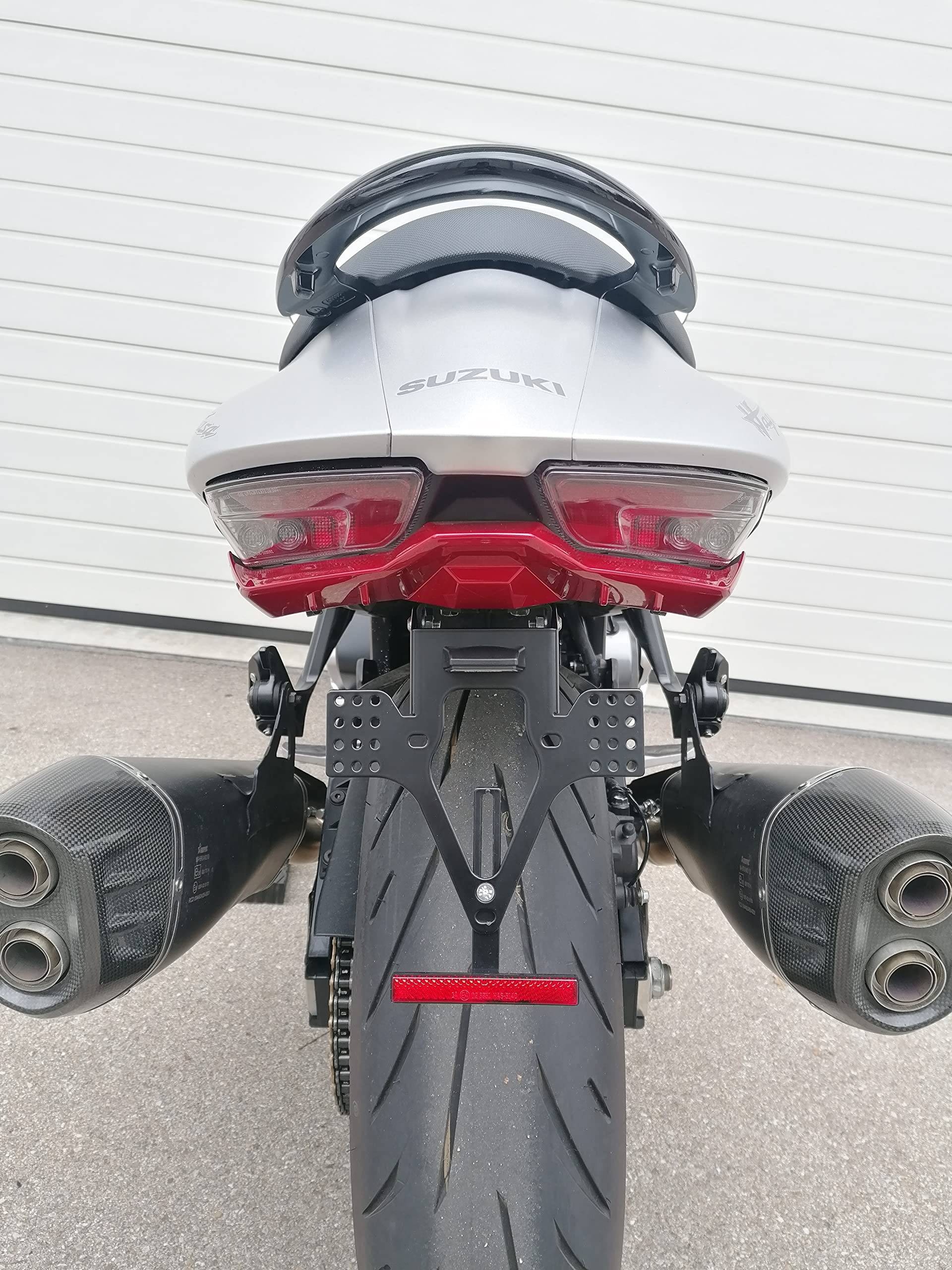 Kennzeichenhalter für Suzuki GSX 1300 R 2021 Hayabusa GroFaTec EVO-Set Kennzeichenträger Nummernschild Hayabusa gsx1300r Träger Halter kurzes Heck Heckumbau Porta Targa gsxr1300 von GroFaTec