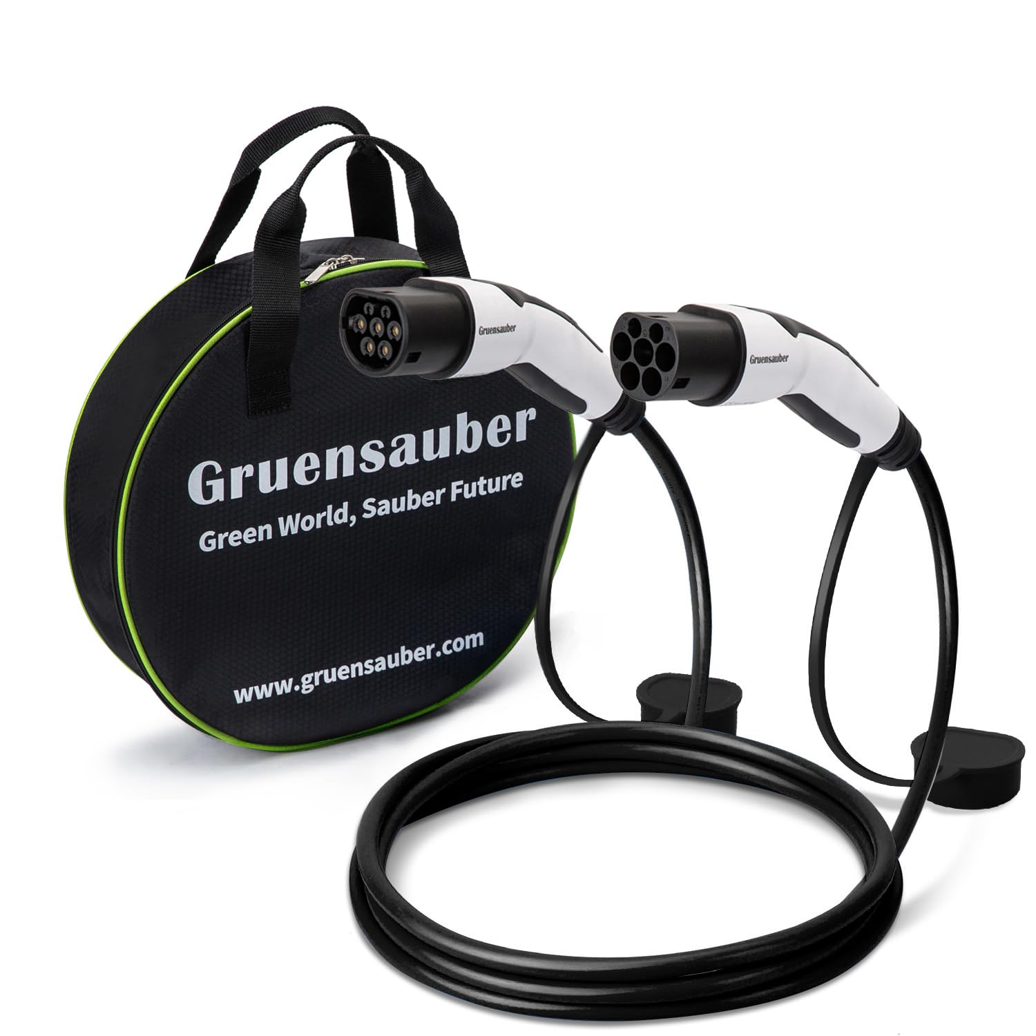 Gruensauber Typ 2 Ladekabel - 11KW 7M 16A 3 Phasig,Ladekabel Elektroauto Typ 2 für E-Auto EV/PHEV,Typ 2 auf Typ 2 Mode 3 Ladekabel mit Tasche,Geeignet für Model Y/3/S/,i3,Zoe,ID.3,ID.4,E-Tron,e-208 von Gruensauber