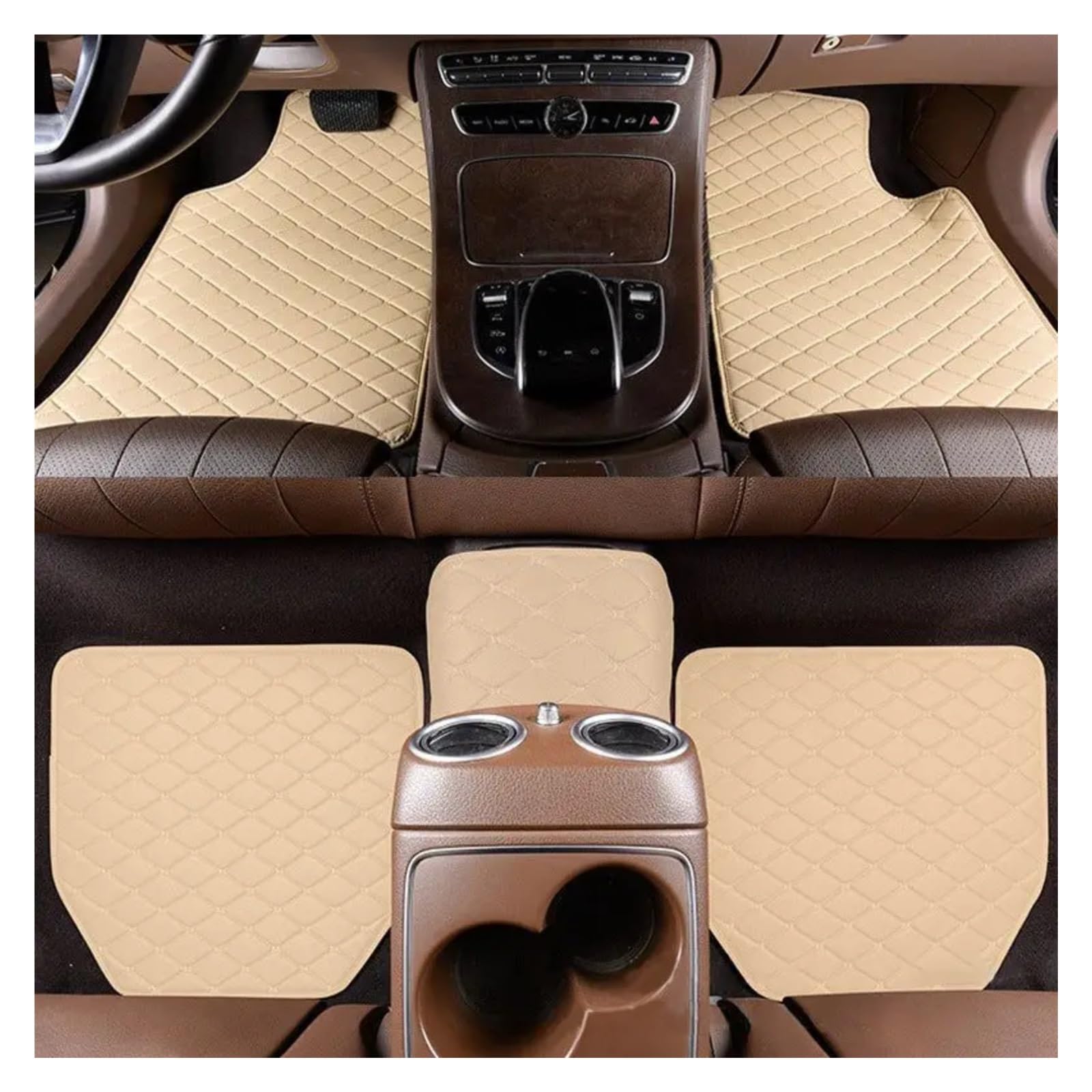 Autoteppiche 5 Teile/Satz Leder Auto Fußmatten Universal PVC wasserdichte Auto Teppich Fussmatten Auto(Beige) von Gtdtixc