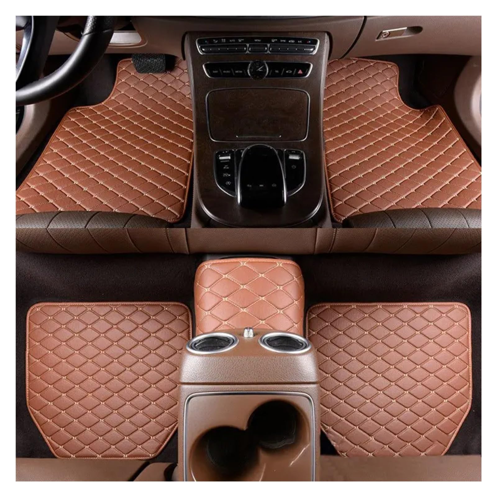 Autoteppiche 5 Teile/Satz Leder Auto Fußmatten Universal PVC wasserdichte Auto Teppich Fussmatten Auto(Brown) von Gtdtixc