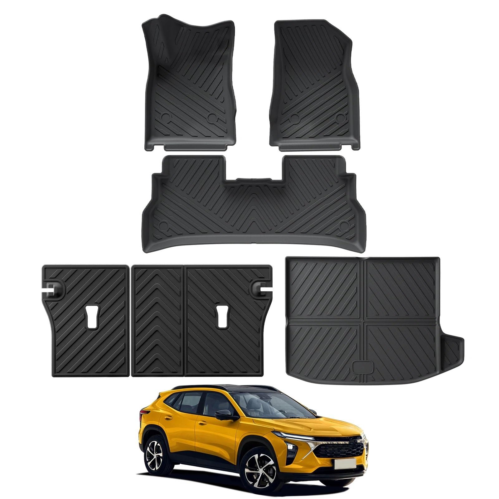 Autoteppiche Für Chevy Für Chevrolet Für Trax 2024 2025 Auto-Fußmatten Cargo-Liner Kofferraum/Rückenlehne Matte 3D Links Ruder Fussmatten Auto(3PCS) von Gtdtixc