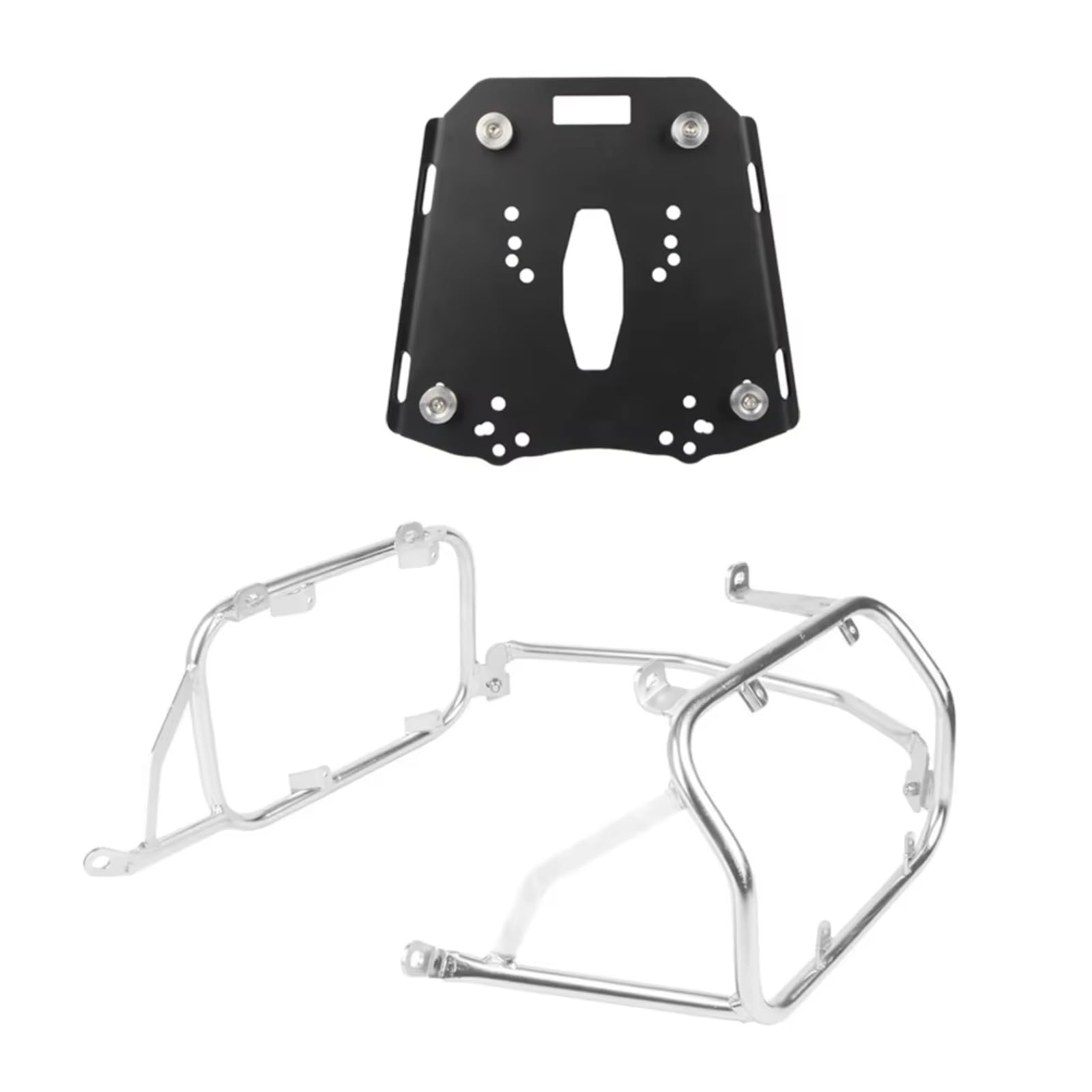 Motorrad Heckgepäckträger Für CFMOTO Für MT450 450 MT 2024 2025 Gepäckträger Motorrad Topcase Edelstahlhalterung Satteltasche Gepäckboxhalter Hinterradgepäckträger(Silver One Set) von Gtdtixc