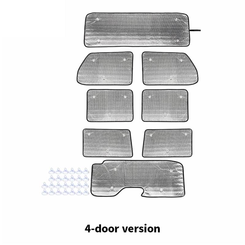Sonnenschutz Auto Seitenscheibe Für Jeep Für Wrangler JL 2018 Up Autofenster Sonnenblende Windschutzscheibe Anti-UV-Sonnenschutzabdeckung Isolierpolster Sonnenblende Auto(for 4 Door 8pc) von Gtdtixc