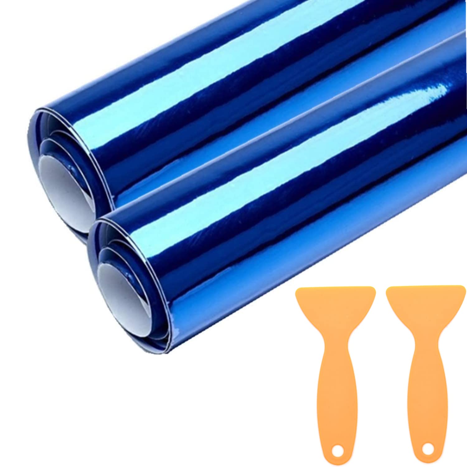 Lackschutzfolien für Auto,2Rolls Autofolie Aufkleber,Rot/Blau 1520 x300mm,High Glossy Auto Folien Selbstklebend Flexibel Auto Shutz (Blau) von Guangyu