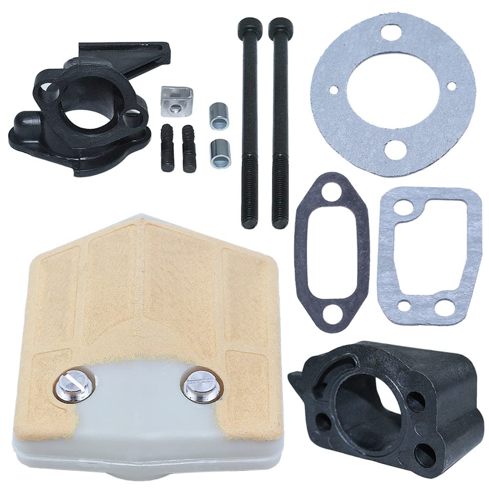 Gubeter Ansaugkrümmer-Schraubenadapter Luftfilter-Kit, für Husqvarna 61 66 266 Kettensäge, für Jonsered 625 630 Kettensäge, 501807101501807000 von Gubeter