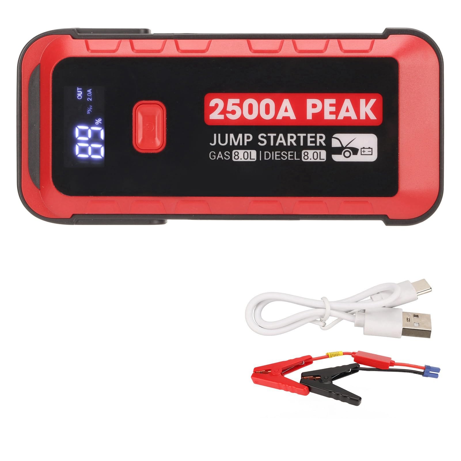 2500A 25800mAh Car Jump Starter tragbarer USB -USB -Schnellladung 12 -V -Auto -Batterie -Booster mit LCD -Display LED -Leuchten IP66 Anti Water von Gucagle