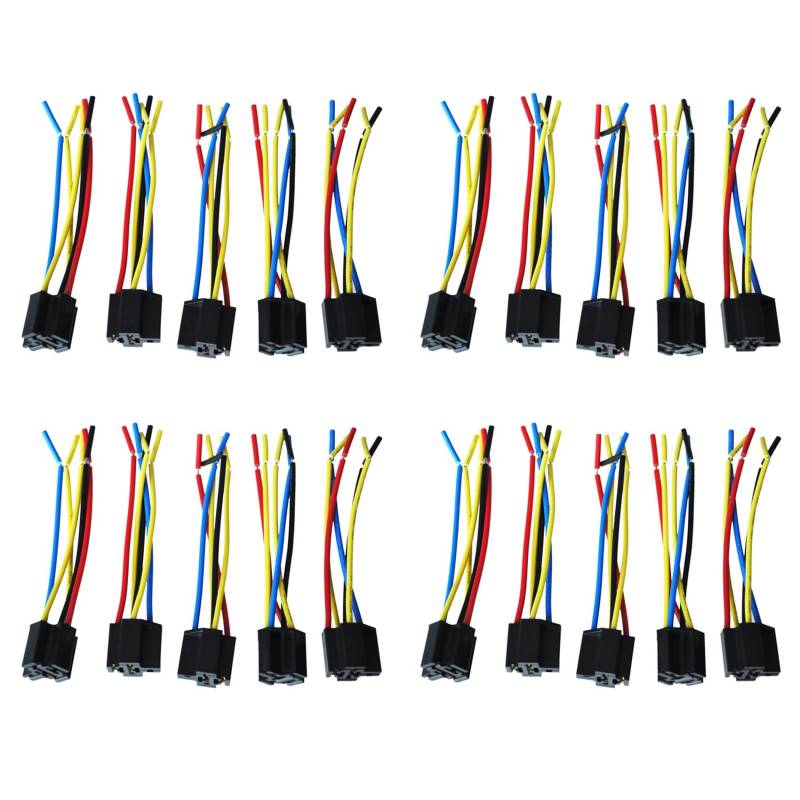 Guihydur 20 Stueck 5 Pin Leitungen Kabel Relais Sockel Baumstecker DC 12V Fuer Auto von Guihydur