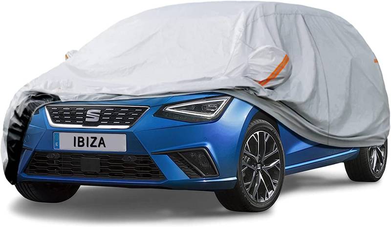 GUNHYI Autoabdeckung Autogarage Passend für Seat Ibiza 2012-2023, Auto Abdeckplane Wasserdicht Atmungsaktiv Winddicht Staubdicht UV-Schutz Baumwollfutter mit Reißverschluss (3-7 Tage liefern) von GUNHYI