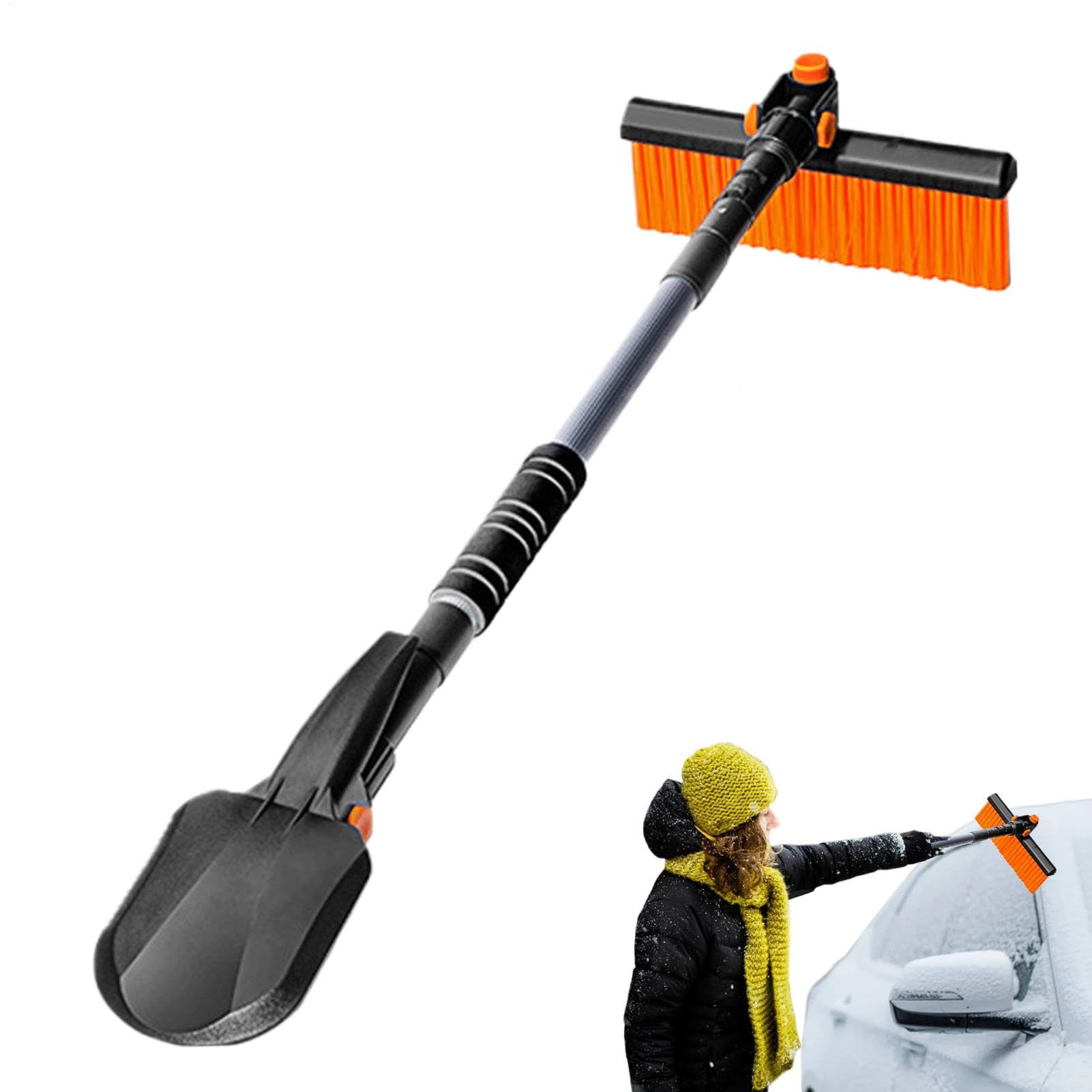 Gungtj Snow Remover Brush, Portable Ice Scraper Brush, Vehicle Snow Removal Broom, Multifunctional Snow Removal Tool with Long Handle, Car Snow Brush for Trucks and SUVs von Gungtj