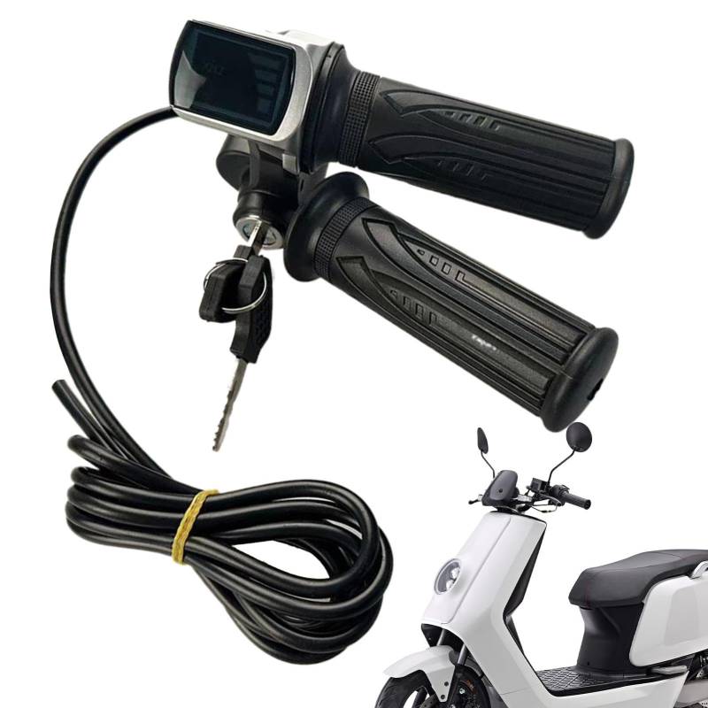 Scooter Twist Lenker Cycle Accelerator Throttle Control Handle LCD Drosselklappenanzeige Batteriespannungsanzeige Elektrische Motorrad Drossel Drehgriff Drossel für Roller von Gungtj