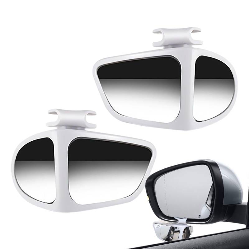 Wide Angle Car Auxiliary Mirror, 1 Pair Car Reversing 360 Degree Small Blind Mirror, Adhesive Mounting Multi Sided Side Rear View Glass for Driving Safety von Gungtj