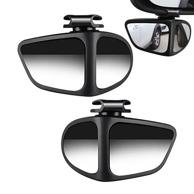 Wide Angle Car Auxiliary Mirror, 1 Pair Car Reversing 360 Degree Small Blind Mirror, Adhesive Mounting Multi Sided Side Rear View Glass for Driving Safety von Gungtj