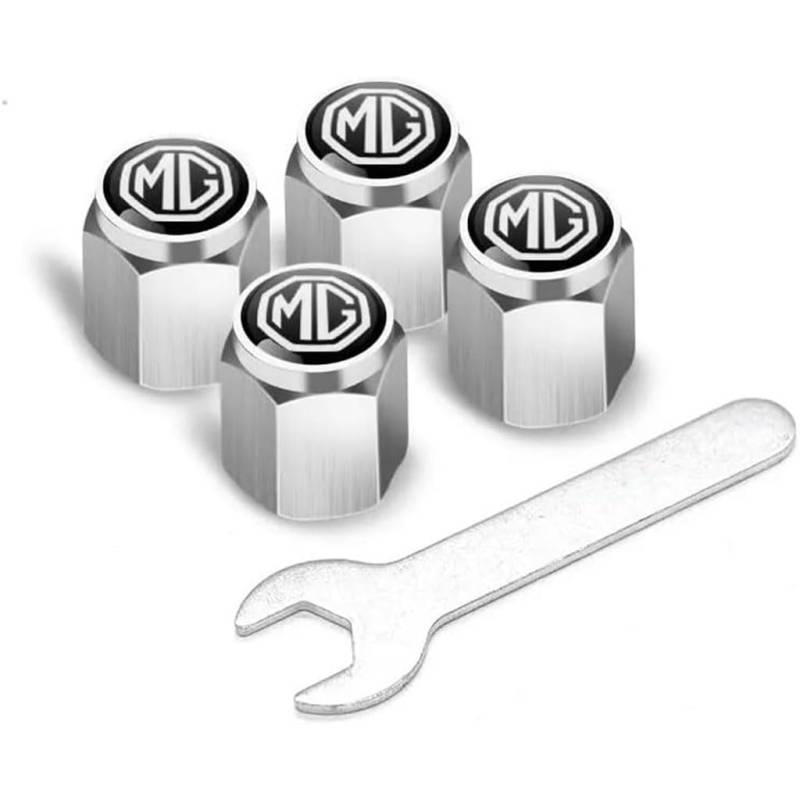 4Pcs Auto-Reifen-Luftventilkappen - für MG MG5 2020-2022,Autoreifen-Staub-Schäfte Abdeckung Mit Wasserdicht Staubdicht,Silver von GuoQingSu