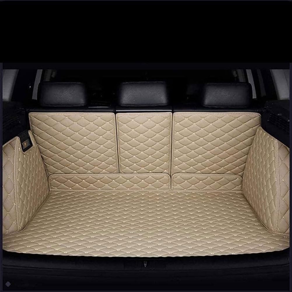 Auto Leder Kofferraummatten füR Audi Q5 8R SUV 2012-2016, Kofferraummatte Kratzfest rutschfest Wasserdicht Kofferraum Liner Schutzmatten ZubehöR,E/Beige von GuriDo