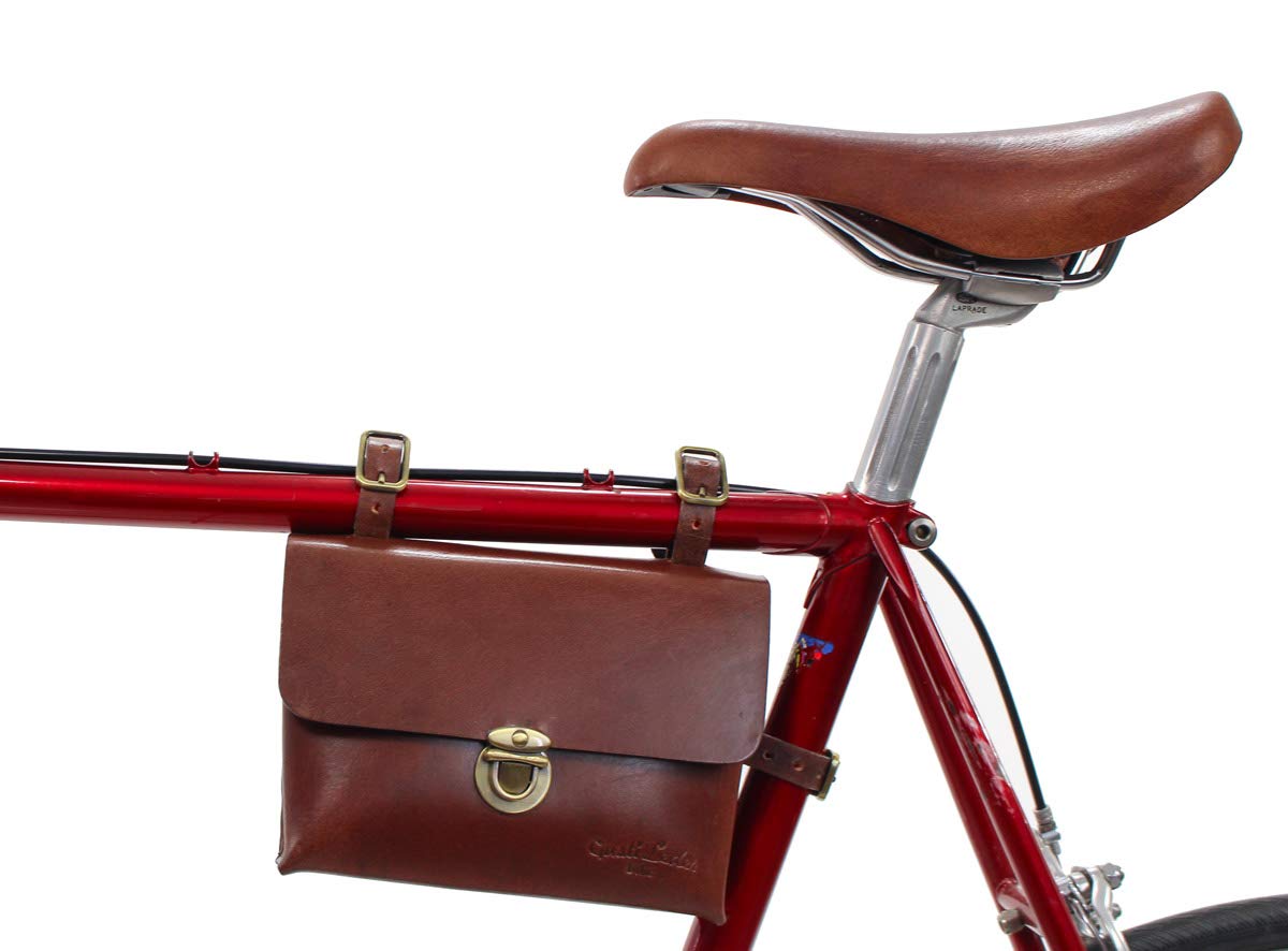 Gusti Fahrradtasche Leder - Rahmentasche Firmin L. Ledertasche Vintage Look Braun Fahrradzubehör für Stahlrahmen Radtasche für Werkzeug von Gusti