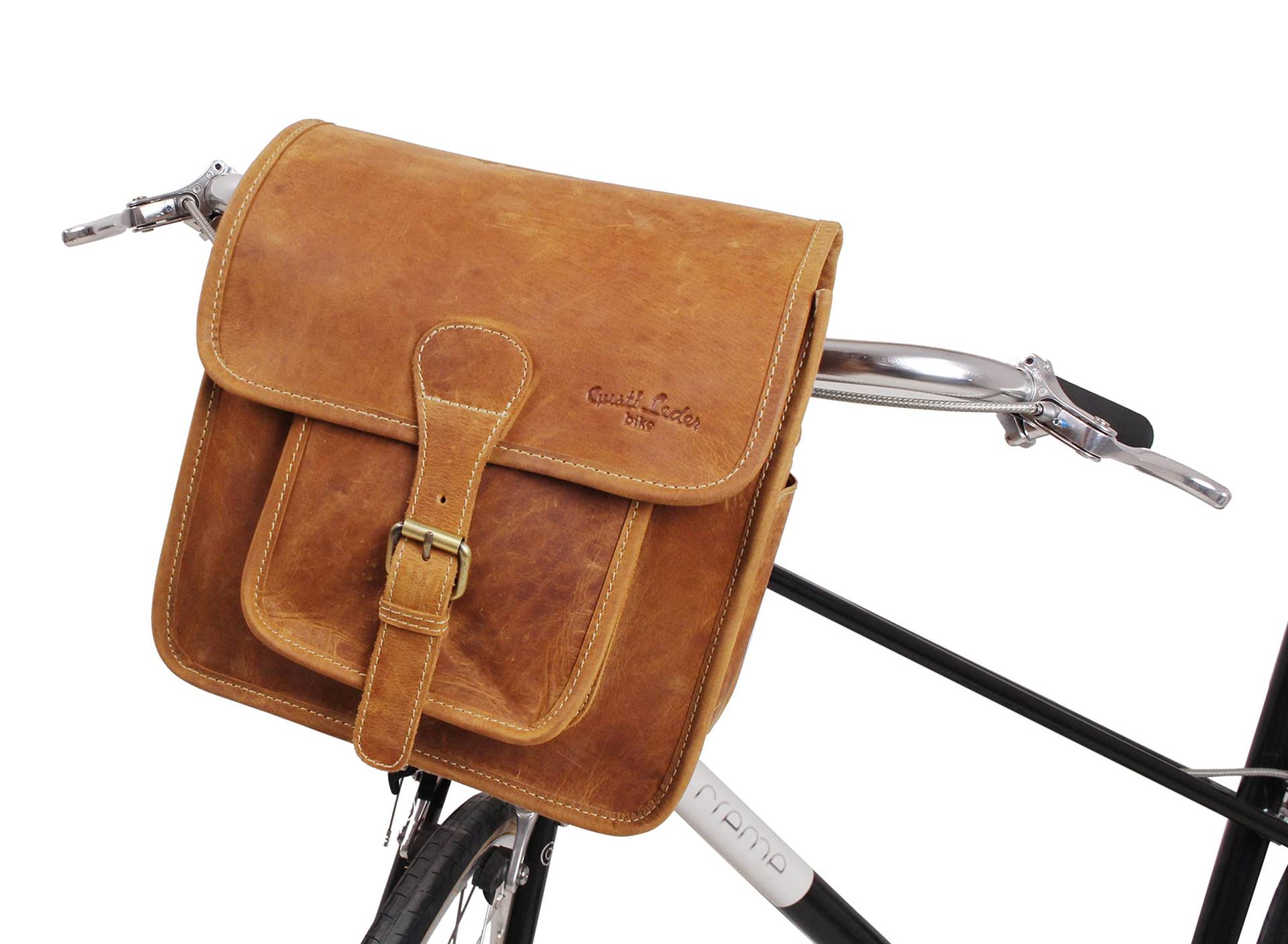 Gusti Lenkertasche Leder- Jens V. Lenkertasche inkl. Platte Gepäckträgertasche Fahrradtsache Ledertasche Vintage Braun Leder von Gusti