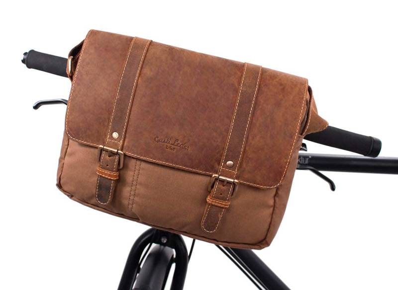 Gusti Lenkertasche Leder- Odiel D. Lenkertasche inkl. Platte Umhängetasche Fahrradtasche Tablet Ledertasche Vintage Braun Leder von Gusti