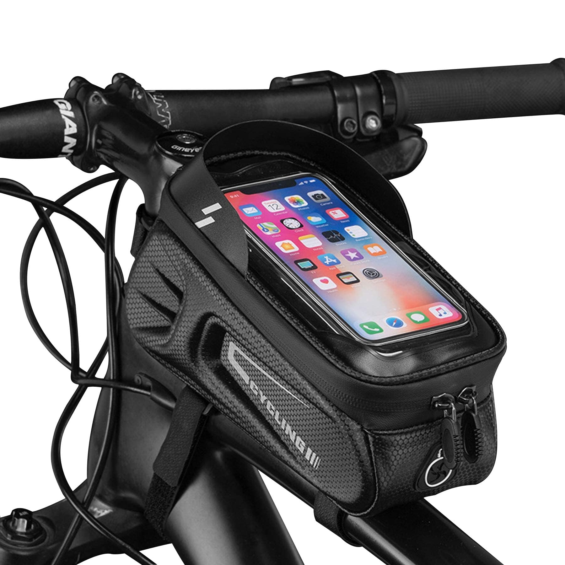 Gutbiker Fahrradtaschen Rahmen Handyhalterung Fahrrad Wasserdicht Tasche Touchscreen Sonnenvisier Handyhalterung für die Navigation für Smartphones unter 8 Zoll, 00001 von Gutbiker