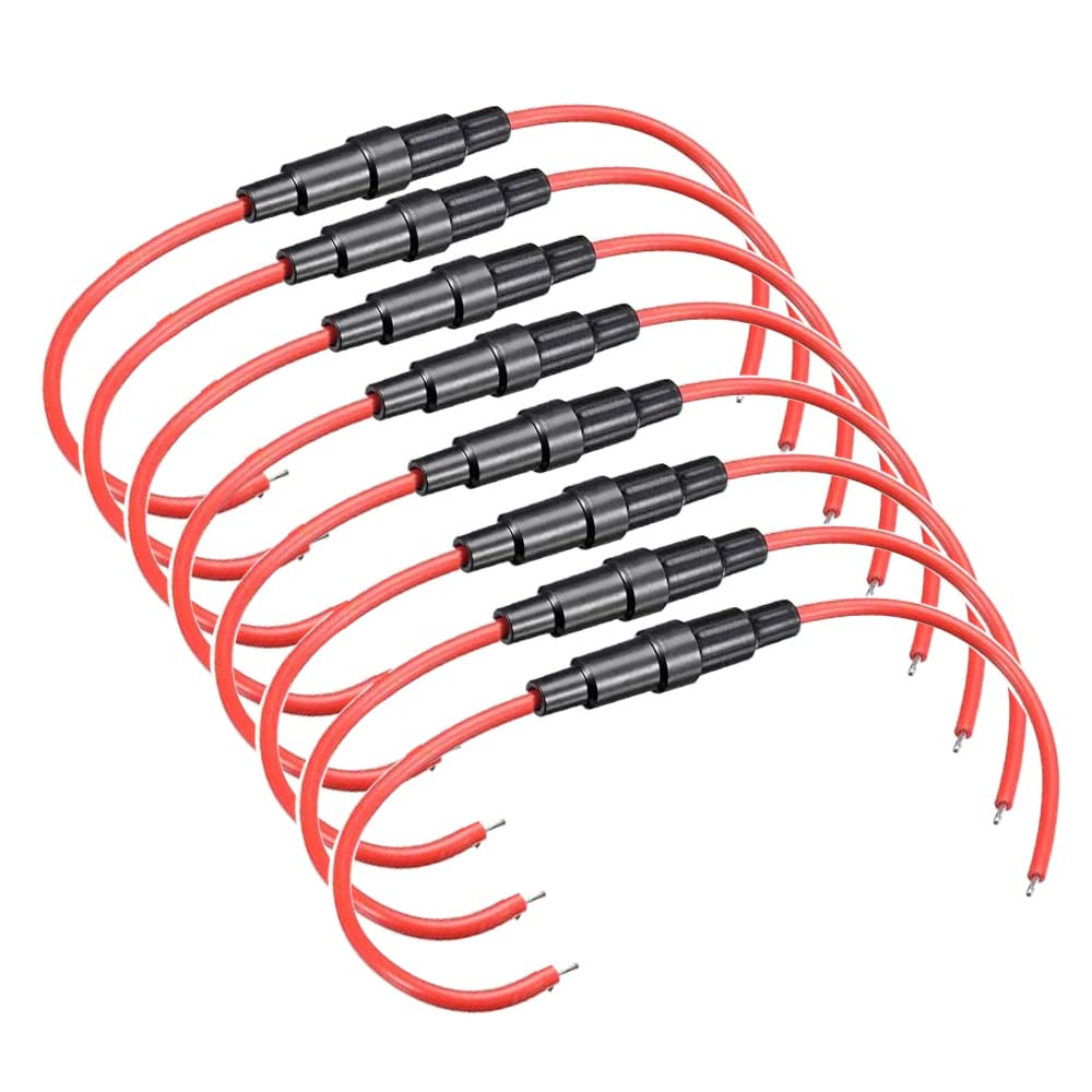 Guuzi 8pcs 5 × 20mm 32V 20A AGC Sicherungshalter Inline-Schraubtyp mit 16 AWG-Draht von Guuzi