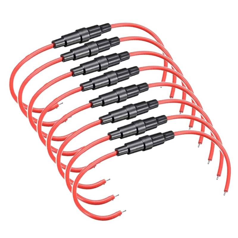 Guuzi 8pcs 5 × 20mm 32V 20A AGC Sicherungshalter Inline-Schraubtyp mit 16 AWG-Draht von Guuzi