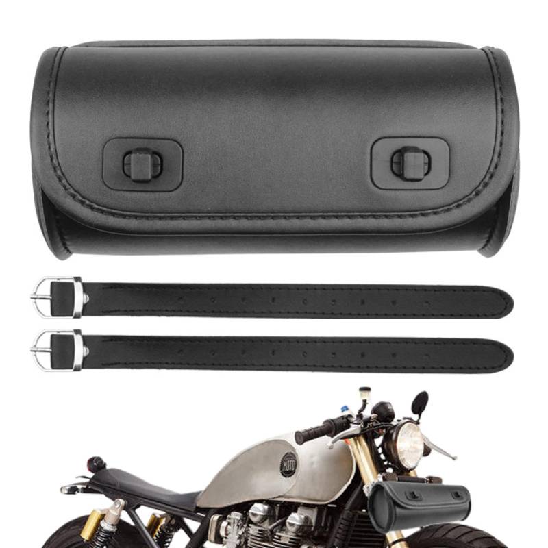 Guvbkfaw Motorrad-Rolltasche, Motorrad-Fronttasche, wasserdichte Motorrad-Lenkertasche aus PU-Leder, Motorradtasche Leicht zugängliche Motorradzubehörtasche Vorderradgabeltasche für Motorrad, von Guvbkfaw