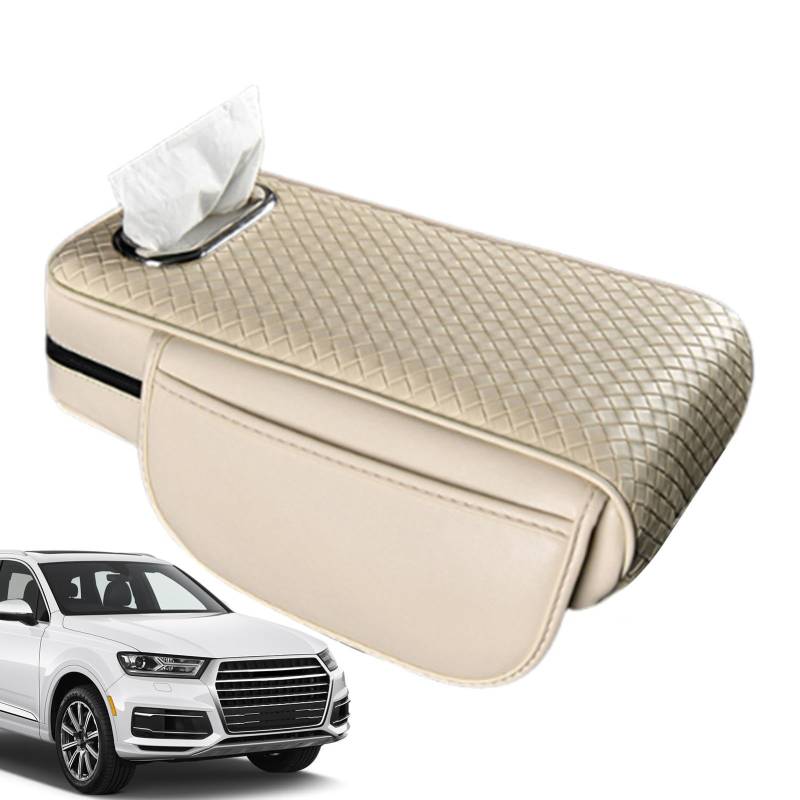 Car Armrest Cushion, Leather Tissue Box Holder, Center Console Cover, Vehicle Arm Rest Box Protector, Armrest Cover with Side Pockets, Car Armrest Protector, SUV Armrest Cushion, Sedan Armrest Cover von Gvblkq