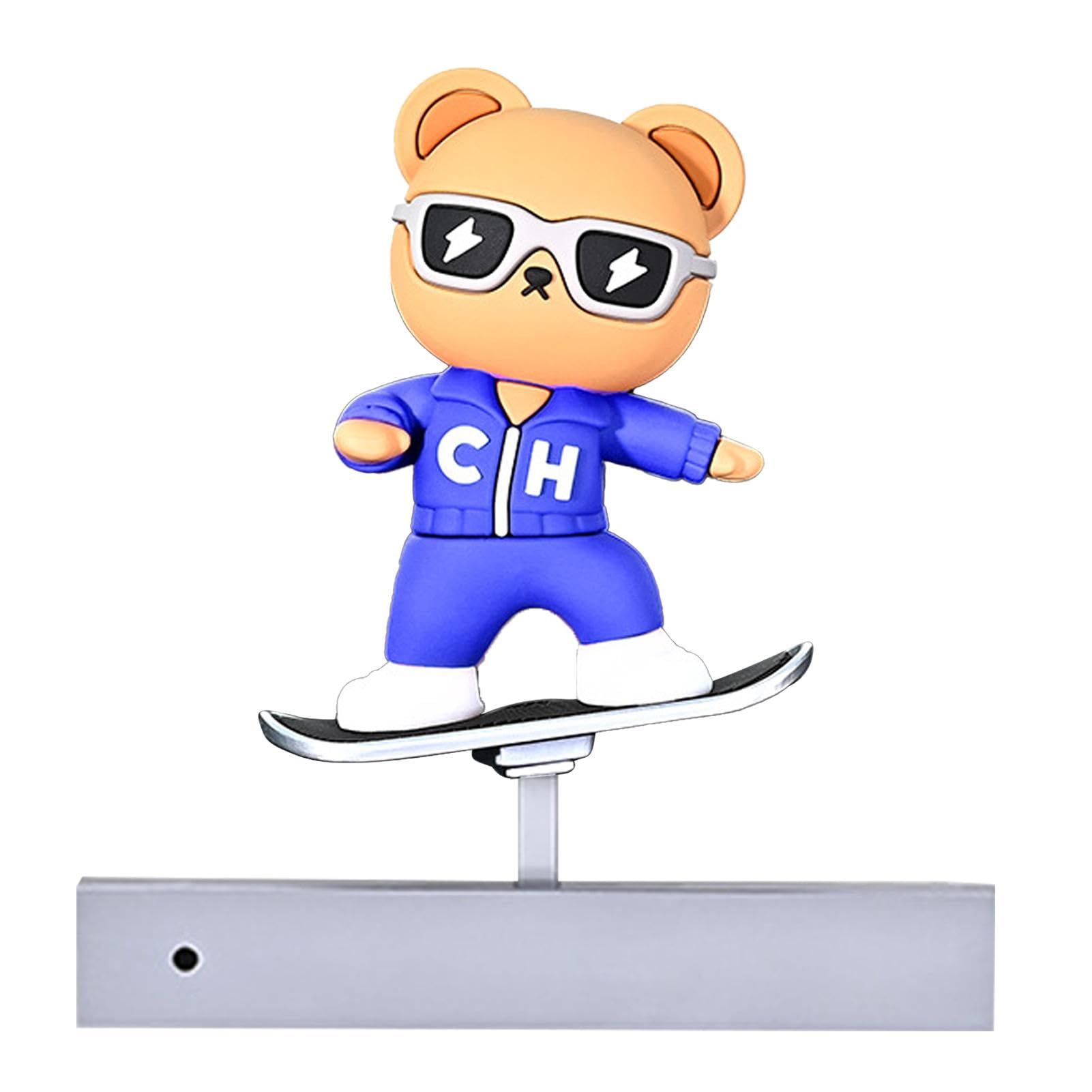 Gvblkq Bär-Auto-Dekoration, Skateboard-Bär-Dekoration, niedliche Cartoon-Figur für Damen und Herren, Autozubehör von Gvblkq