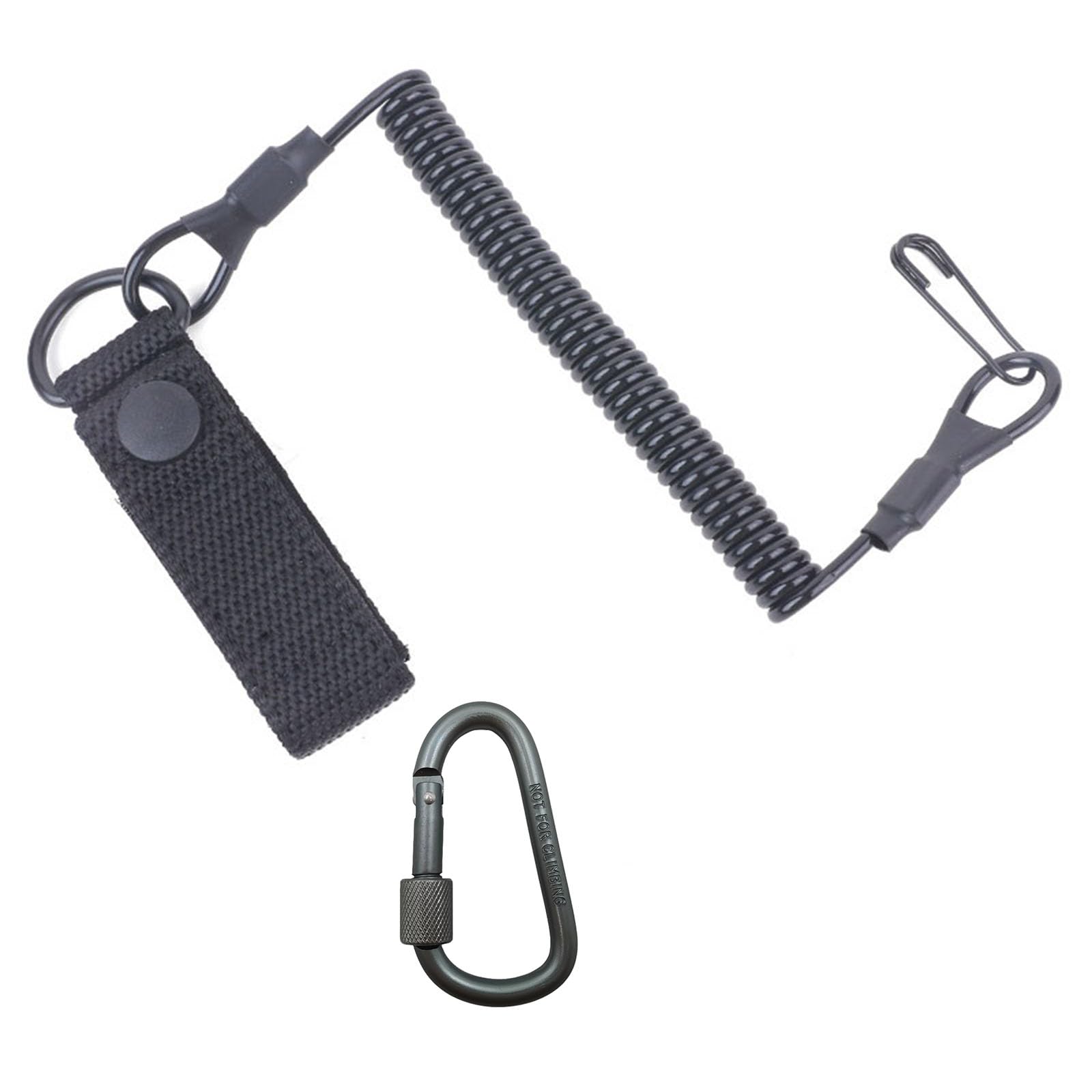 Tactical Lanyard, Elastisches Sicherheitsseil Spiral, Elastische Spiralkabel mit Karabiner Elastisches Schlüsselband aus Paracord RSG Halterung RSG Sicherung für Rettungsschere Taschenlampe Schlüssel von Gvrxec