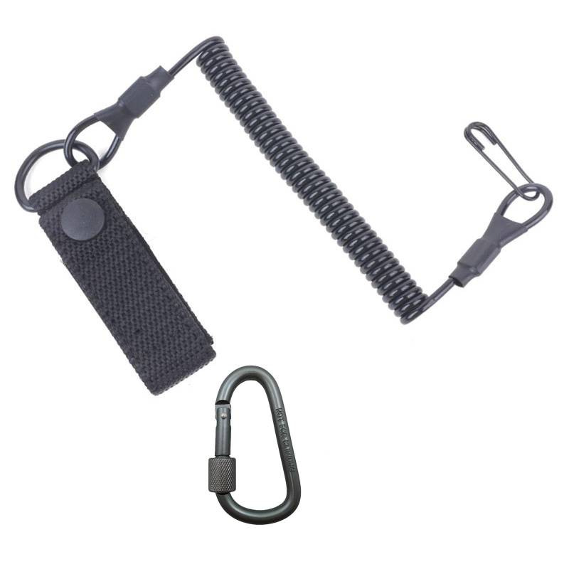 Tactical Lanyard, Elastisches Sicherheitsseil Spiral, Elastische Spiralkabel mit Karabiner Elastisches Schlüsselband aus Paracord RSG Halterung RSG Sicherung für Rettungsschere Taschenlampe Schlüssel von Gvrxec