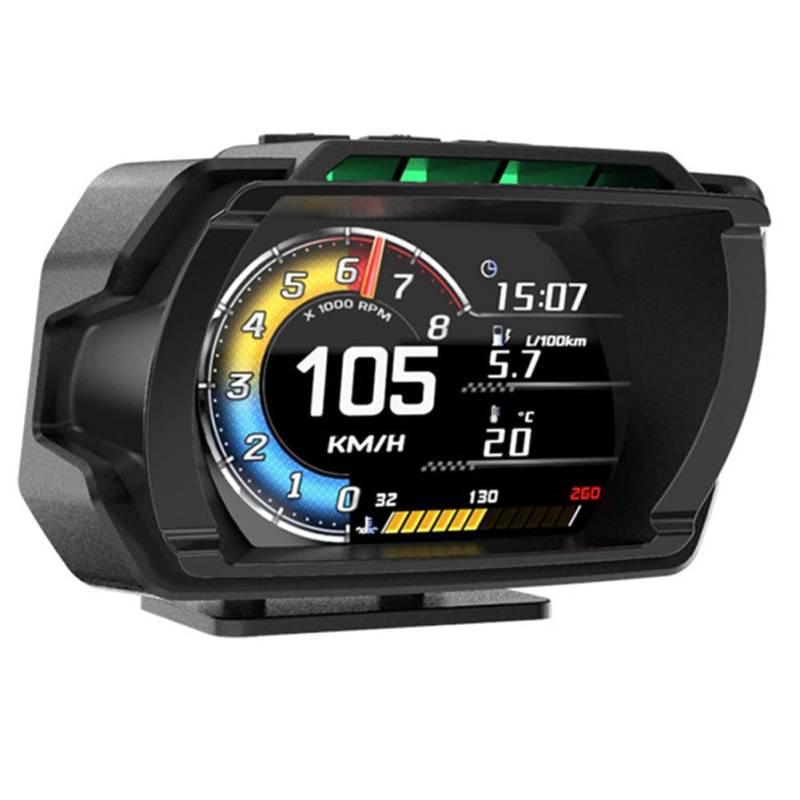 Gvvsjgdbis Neuer OBD+GPS-Tachometer, LCD-Display, Öltemperaturanzeige, Wassertemperatur, Drehzahlmesser, Schwarz von Gvvsjgdbis